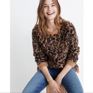 Madewell Literal Leopard Crewneck Pullover Sweater